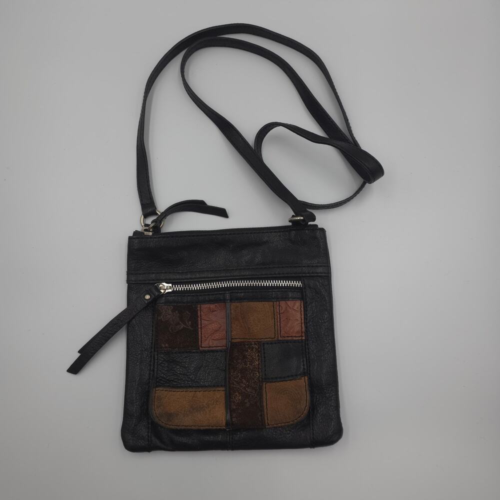Vintage Fossil Patchwork Leather Crossbody Bag Boho Shoulder Purse Y2K Suede